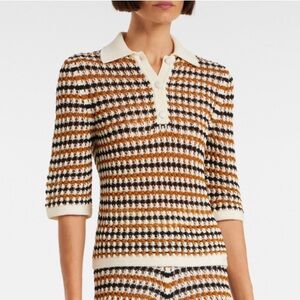 ERES Comeback open-knit cotton-blend polo top Size 8